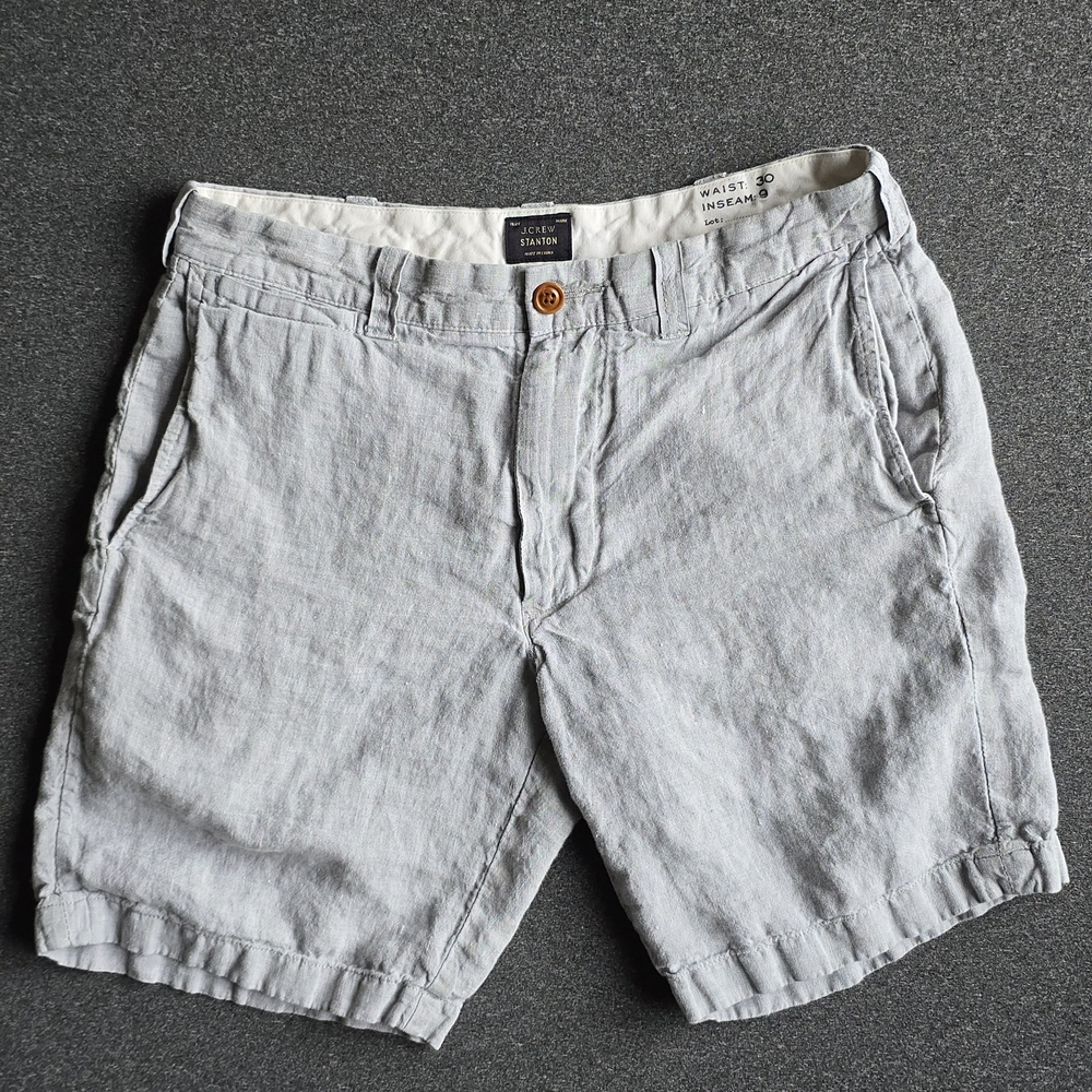 J. Crew Stanton Linen Shorts Men's Size 30 Grey 100% Baird McNutt Irish